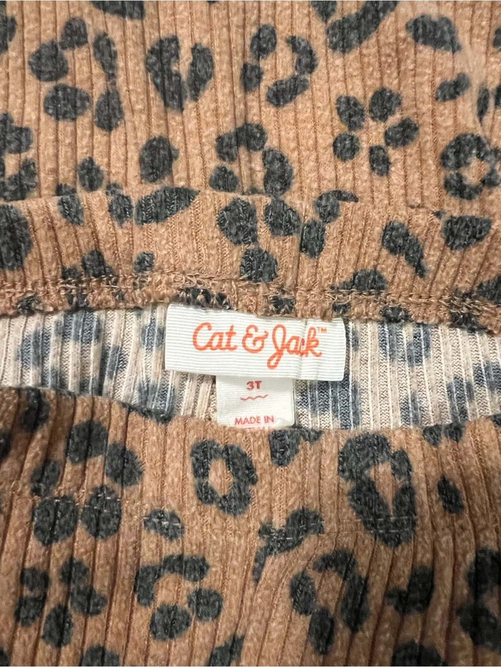 Cat & Jack Tan Leopard Ribbed Peplum Set